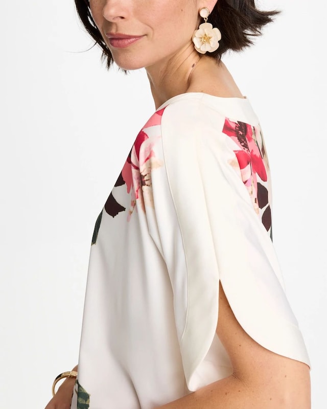 Printed Jersey & Satin Dolman Tee - image 4